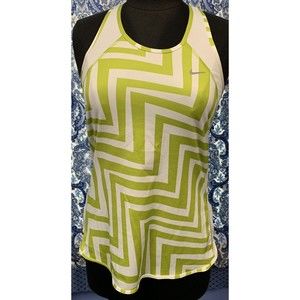 NIKE M Medium Dri-Fit Chartreuse White Chevron Tank Top EUC WORN ONCE